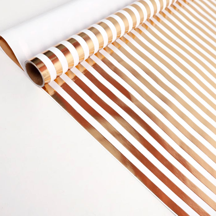 Gift Wrapping Paper Roll - 3M Gold Foil Stripes (Horizontal)