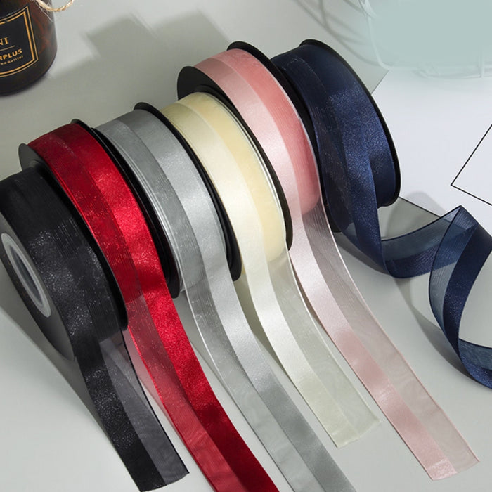 Gift Wrapping Ribbon 18m (Half sheer) - Silver