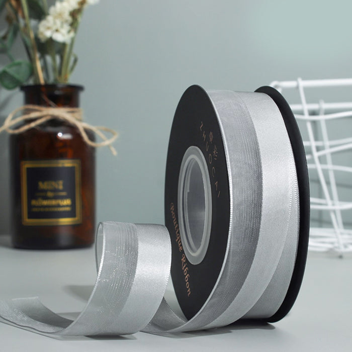 Gift Wrapping Ribbon 18m (Half sheer) - Silver