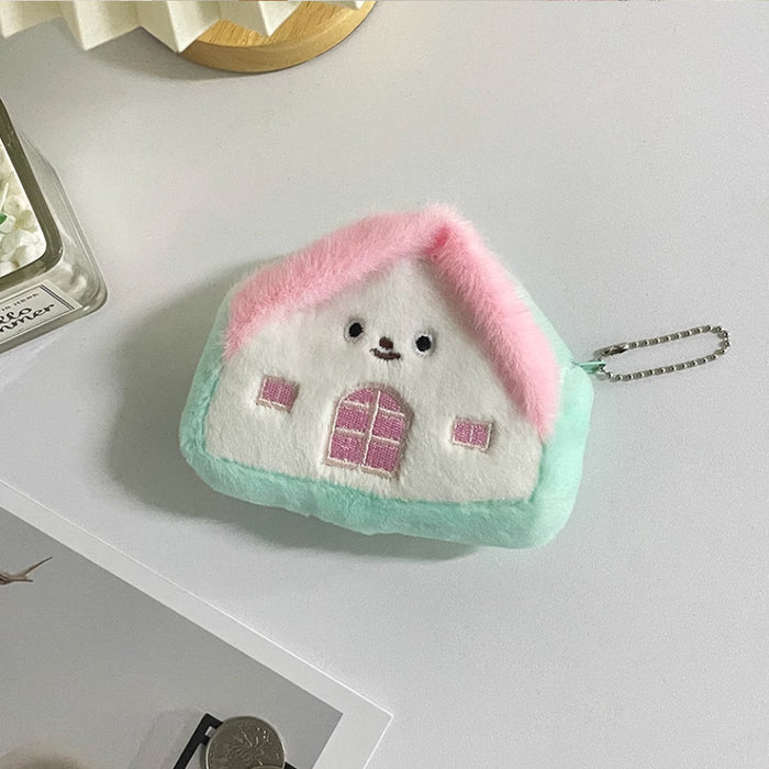 Coin Purse - Blue and Pink House