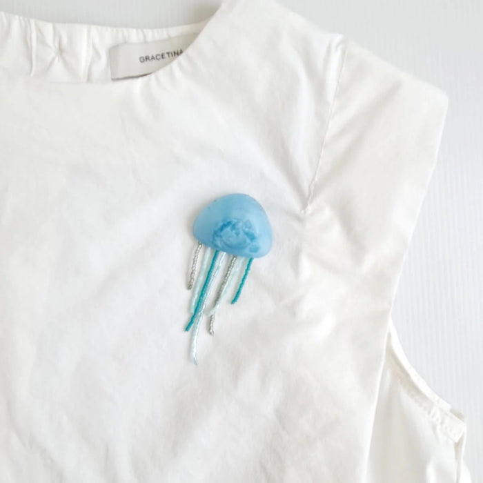 Jellyfish Aqua Brooch