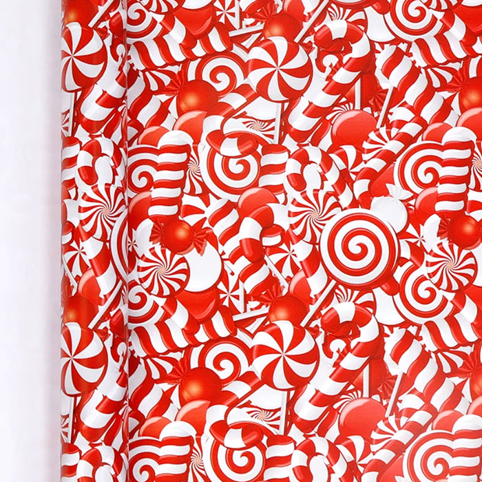 Gift Wrapping Paper Roll - 8M Red Candy Swirls