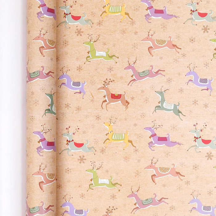 Gift Wrapping Paper Roll - 8M Colourful Reindeers