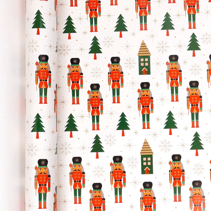 Gift Wrapping Paper Roll - 8M Nutcracker on White
