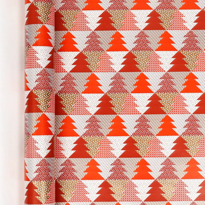 Gift Wrapping Paper Roll - 8M Red Christmas Trees