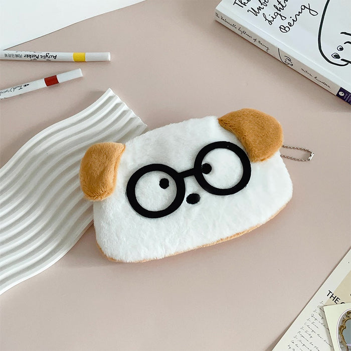 Stuffed Pencil Case - Puppy with Glasses