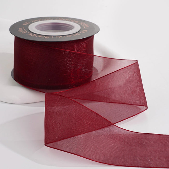 Gift Wrapping Organza Ribbon Thick - Wine Red