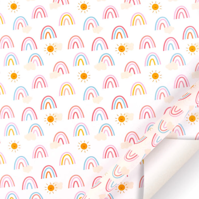 Gift Wrapping Paper Roll - 3M Pastel Pink Rainbows