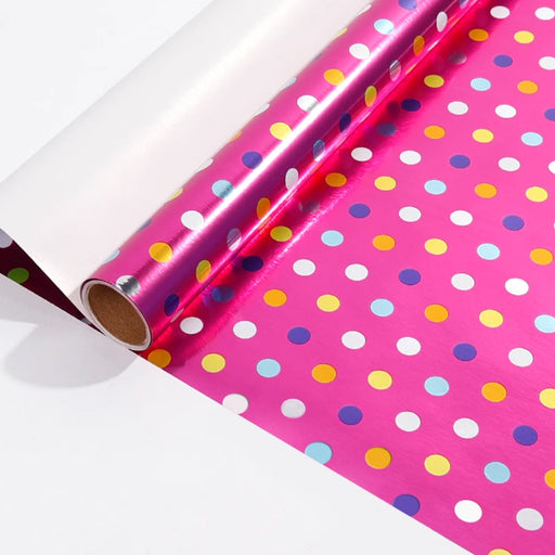 Gift Wrapping Paper Roll - 3M Colourful Dots on Hot Pink