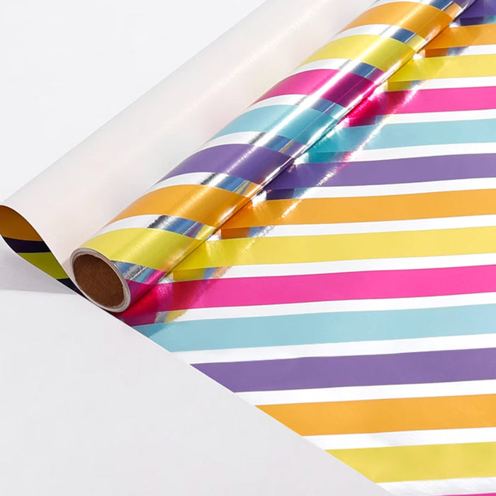 Gift Wrapping Paper Roll - 3M Candy Rainbow Angled Stripes