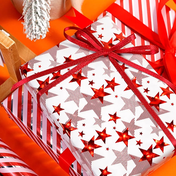 Gift Wrapping Paper Roll - 3M Red White Stars