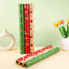 Gift Wrapping Paper Roll - 5M Reindeer and Snowflakes on Red