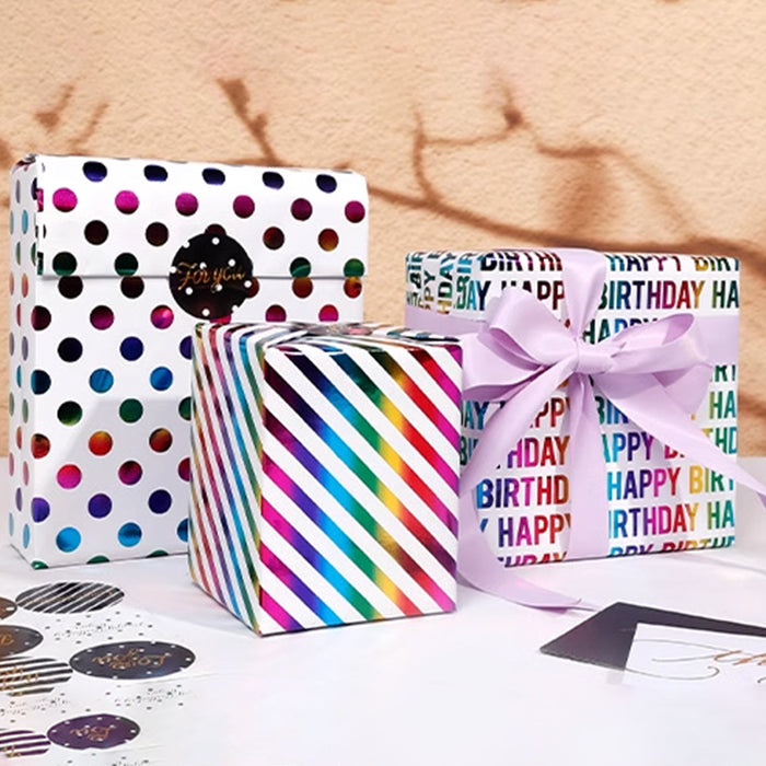 Gift Wrapping Paper Roll - 3M Colourful Foil Happy Birthday Words