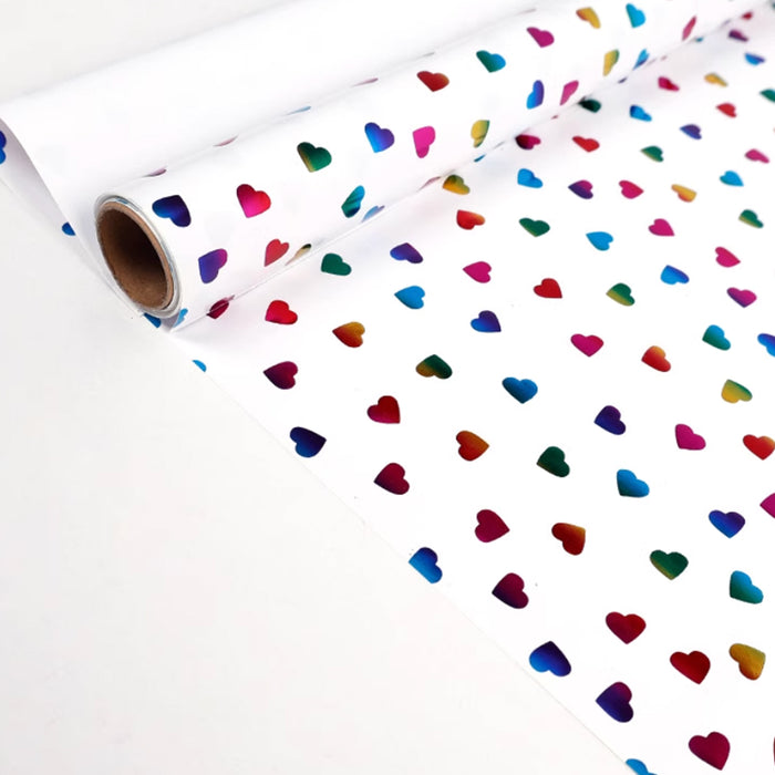 Gift Wrapping Paper Roll - 3M Colourful Foil Mini Hearts