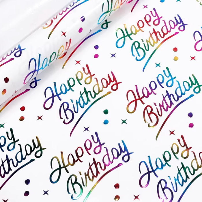 Gift Wrapping Paper Roll - 3M Colourful Foil Happy Birthday Script