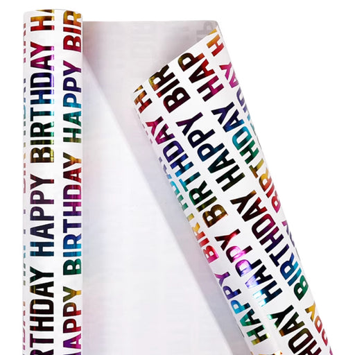 Gift Wrapping Paper Roll - 3M Colourful Foil Happy Birthday Words