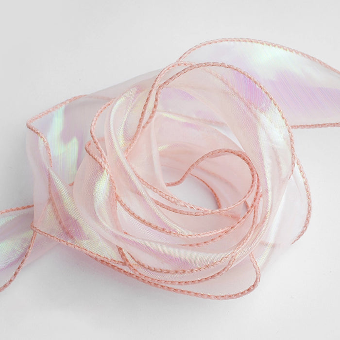 Gift Wrapping Shimmer Organza Ribbon Thick - Champagne Pink