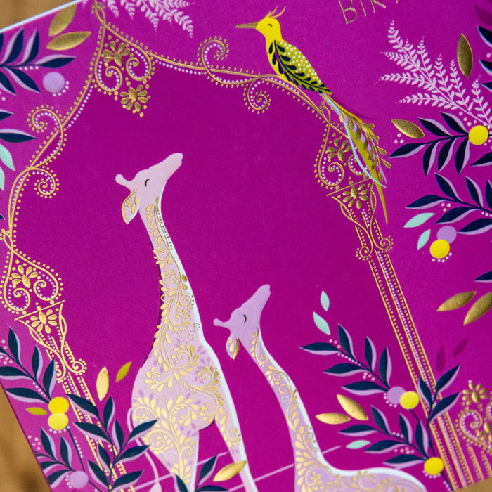 Greeting Card - AF Sara Miller Pink Floral Giraffes