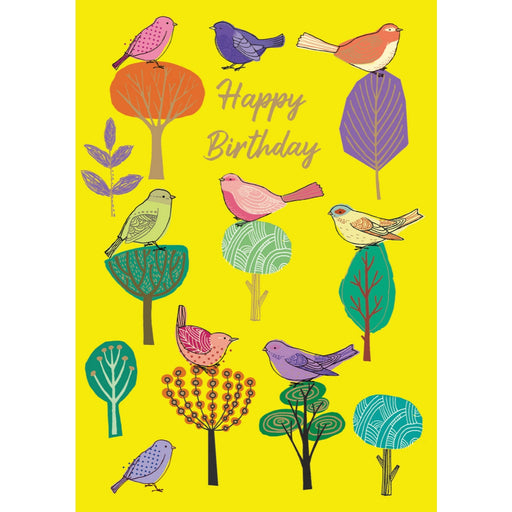 Greeting Card - Sunny Modern Birds Birthday