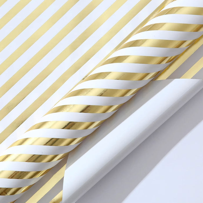 Gift Wrapping Paper Roll - 3M Gold Foil Stripes (Vertical)