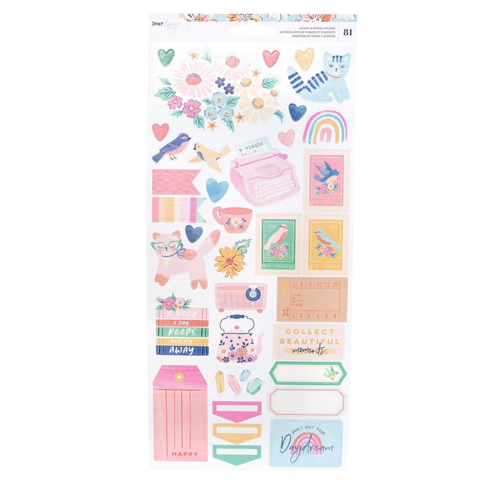 American Crafts Dear Lizzy She's Magic Collection - 6 x 12 - Sticker Sheet with Iridescent Foil Accents