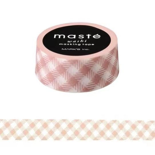 Basic Colorful Pattern Washi Tape - Pink Beige Check