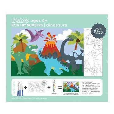 Canvas 20 x 30cm Paint By Numbers for Kids - Dinosaurs