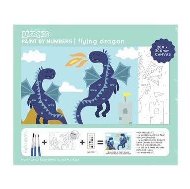 Canvas 20 x 30cm Paint By Numbers for Kids - Flying Dragon