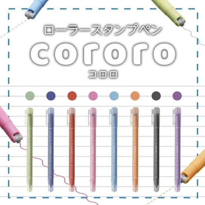 Cororo Roller Stamp Pen - Wavy Light Blue