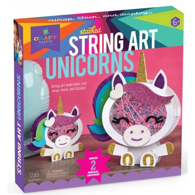Craft-tastic Stacked String Art Unicorns