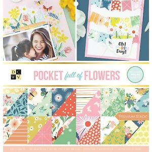 DCWV Double-Sided Cardstock Stack-Pocket Flowers 12x12