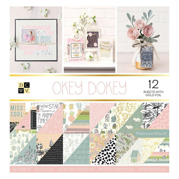 DCWV Okey Dokey Collection - Foil Paper Stack 12 x 12