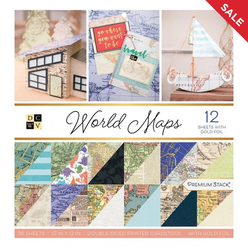 DCWV World Maps Collection - With Gold Foil 12 x 12