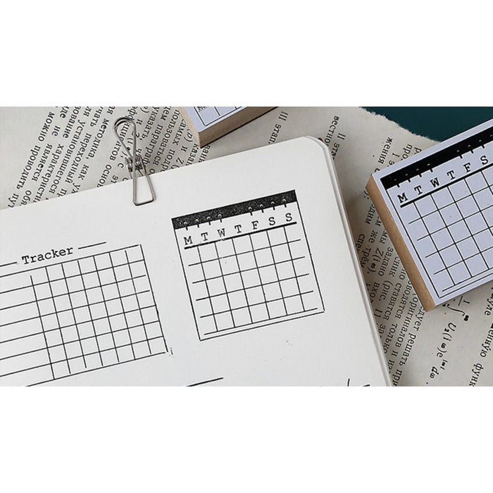 Daily Theme Calendar Planner Wooden Rubber Stamp Set