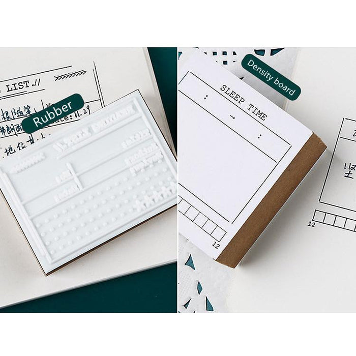 Daily Theme Calendar Planner Wooden Rubber Stamp Set