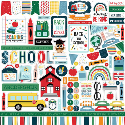 Echo Park First Day of School Collection - 12 x 12 Cardstock Stickers - Elements