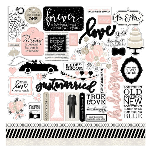 Echo Park Wedding Bliss Collection - 12 x 12 Cardstock Stickers