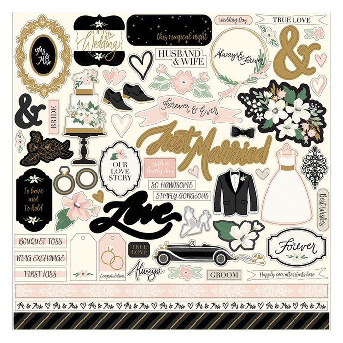 Echo Park Wedding Day Collection - 12 x 12 Cardstock Elements Stickers