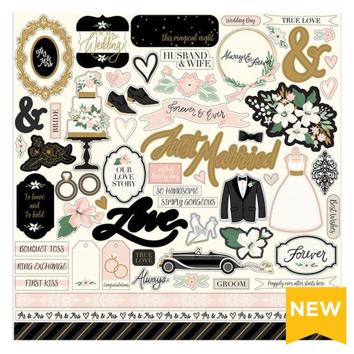 Echo Park Wedding Day Collection - 12 x 12 Cardstock Elements Stickers