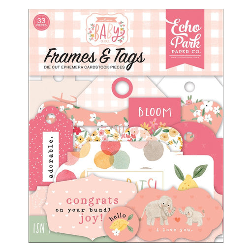 Echo Park Welcome Baby Girl Collection - Ephemera Frames and Tags