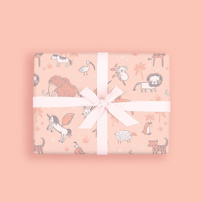 Fox & Fallow Gift Wrapping Paper Flat Sheet - Baby Animals