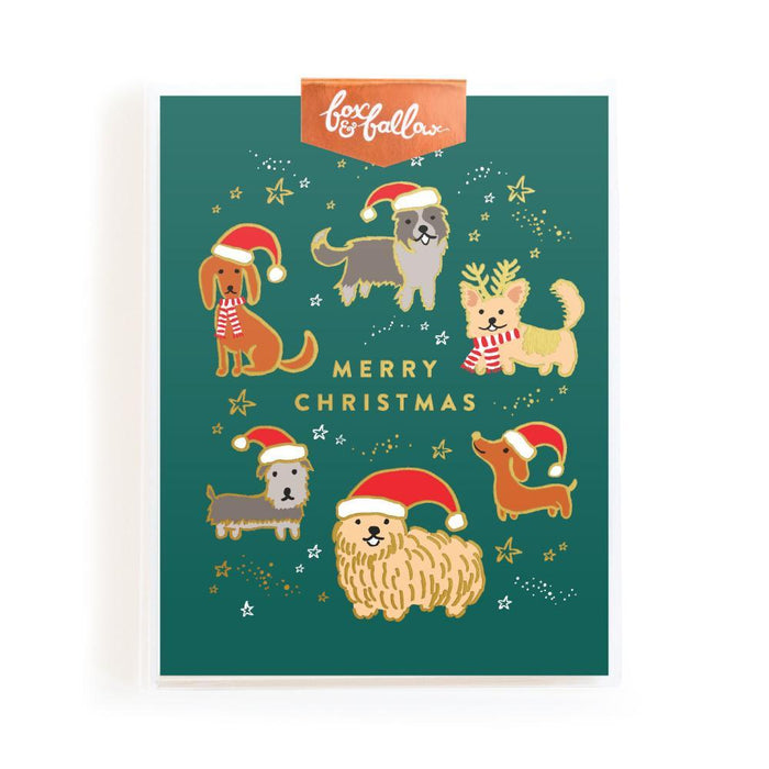 Fox & Fallow Greeting Card - Christmas Dogs Foil