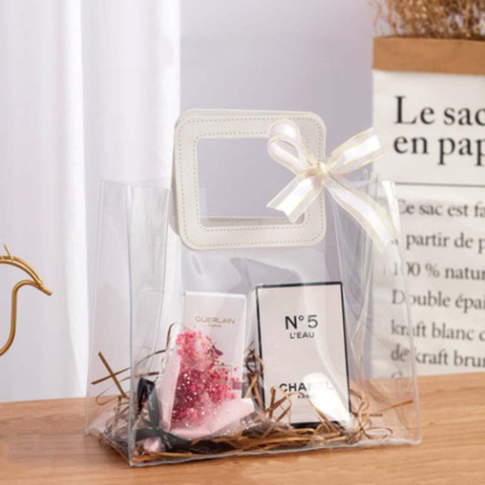 Gift Bag S/M/L - Chic Transparent with White Handle