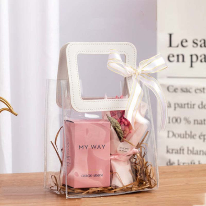 Gift Bag S/M/L - Chic Transparent with White Handle