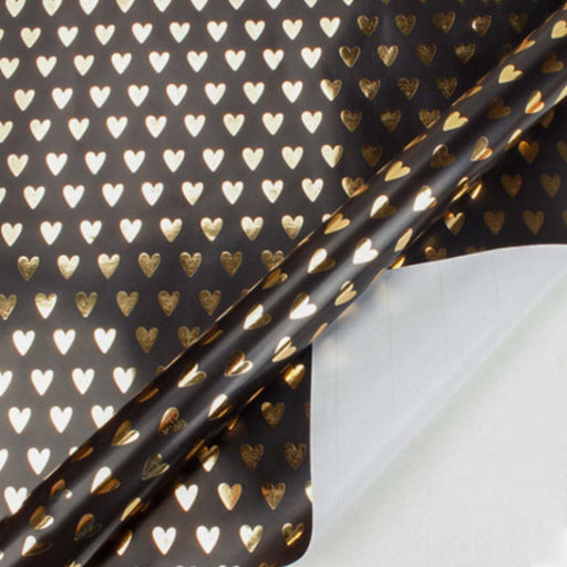 Gift Wrapping Paper Roll - 2M Black Gold Heart