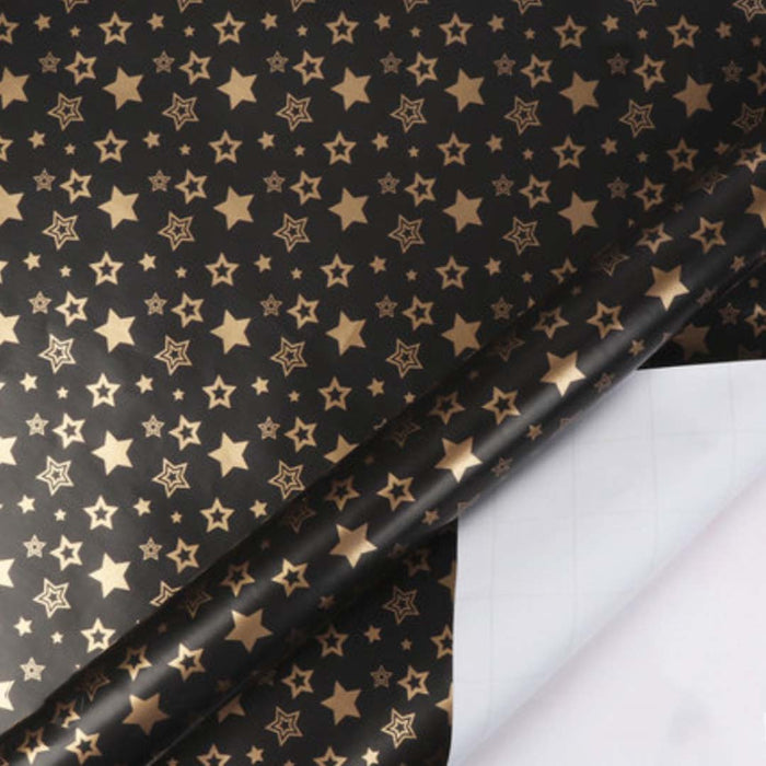 Gift Wrapping Paper Roll - 2M Black Gold Twinkle Stars