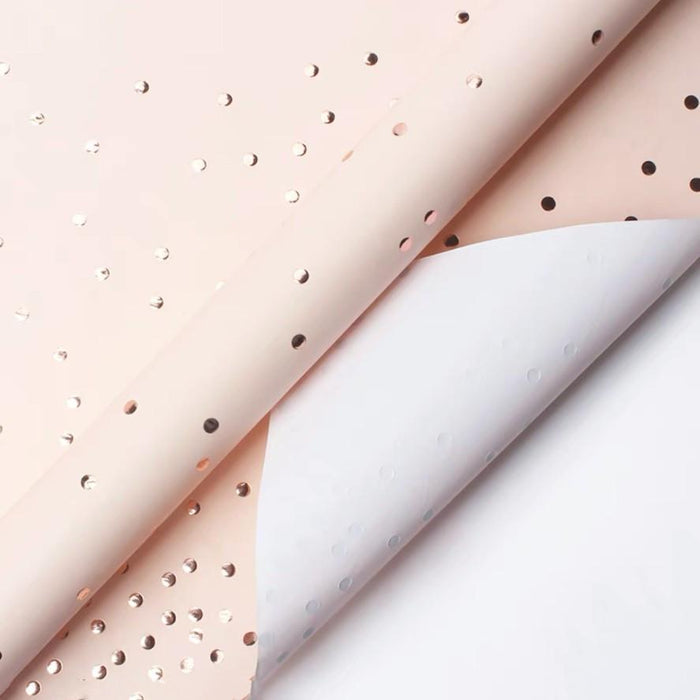 Gift Wrapping Paper Roll - 2M Pink Rose Gold Foil Dots