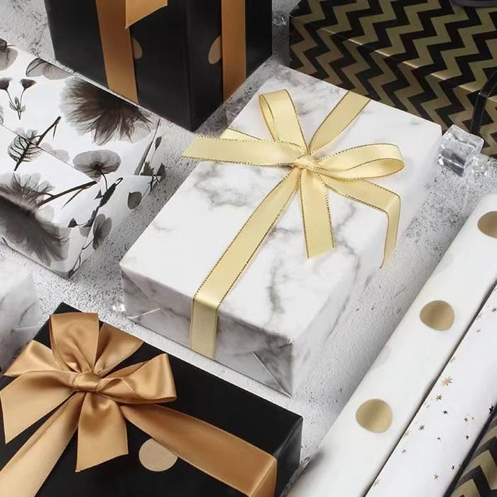 Gift Wrapping Paper Roll - 2M White Marble Prints