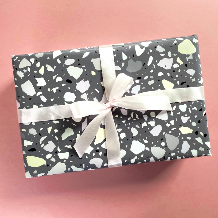 Gift Wrapping Paper Roll - 3 Sheets Terrazo Slate Grey