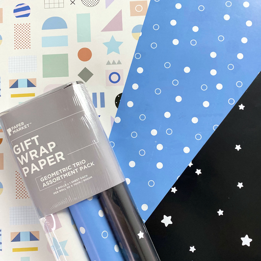 Gift Wrapping Paper Trio Roll - Geometric Trio Assortment Pack